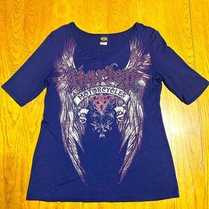 Harley Davidson Shirt with Wings & Rhinestones Size Large *SOFT